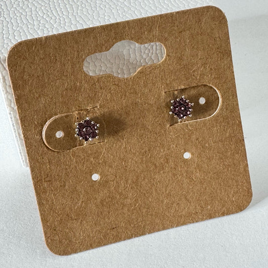 Purple Crystal Cluster Stud Earrings