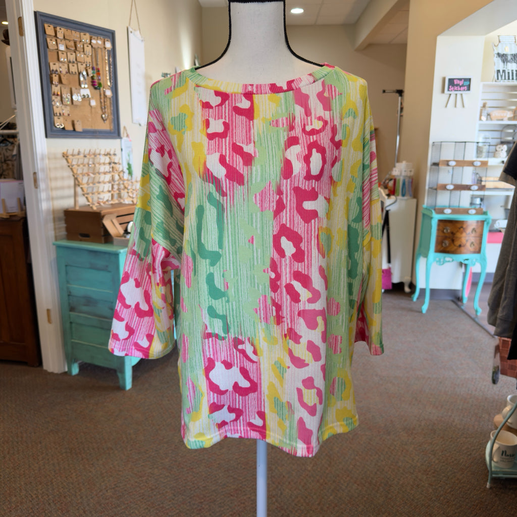 Multicolor Leopard Print Top - Size 2X
