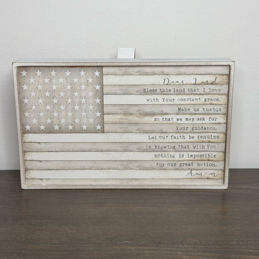 Dear Lord Bless This Land That I Love USA Flag Sign