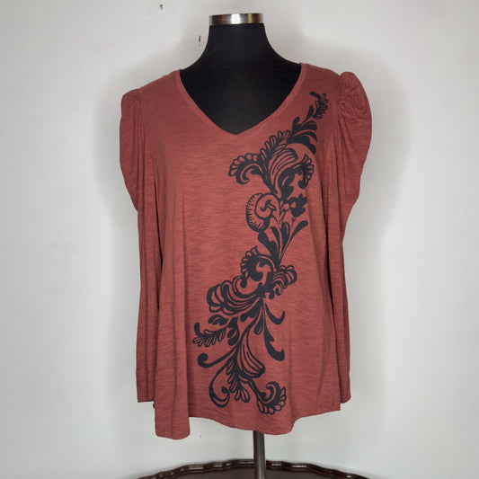 Chico's Romantic Scroll Print Tee - Size Large