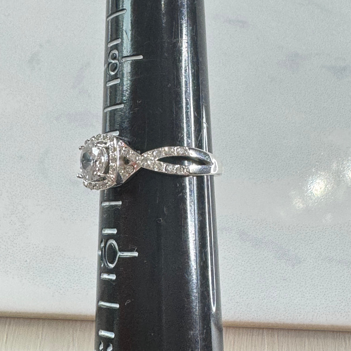 Round Cut Cushion Halo Twisted Shank Engagement Ring - Size 9