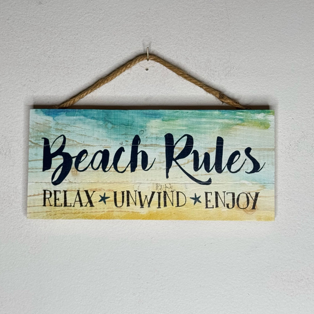 Beach Rules Hanging Sign