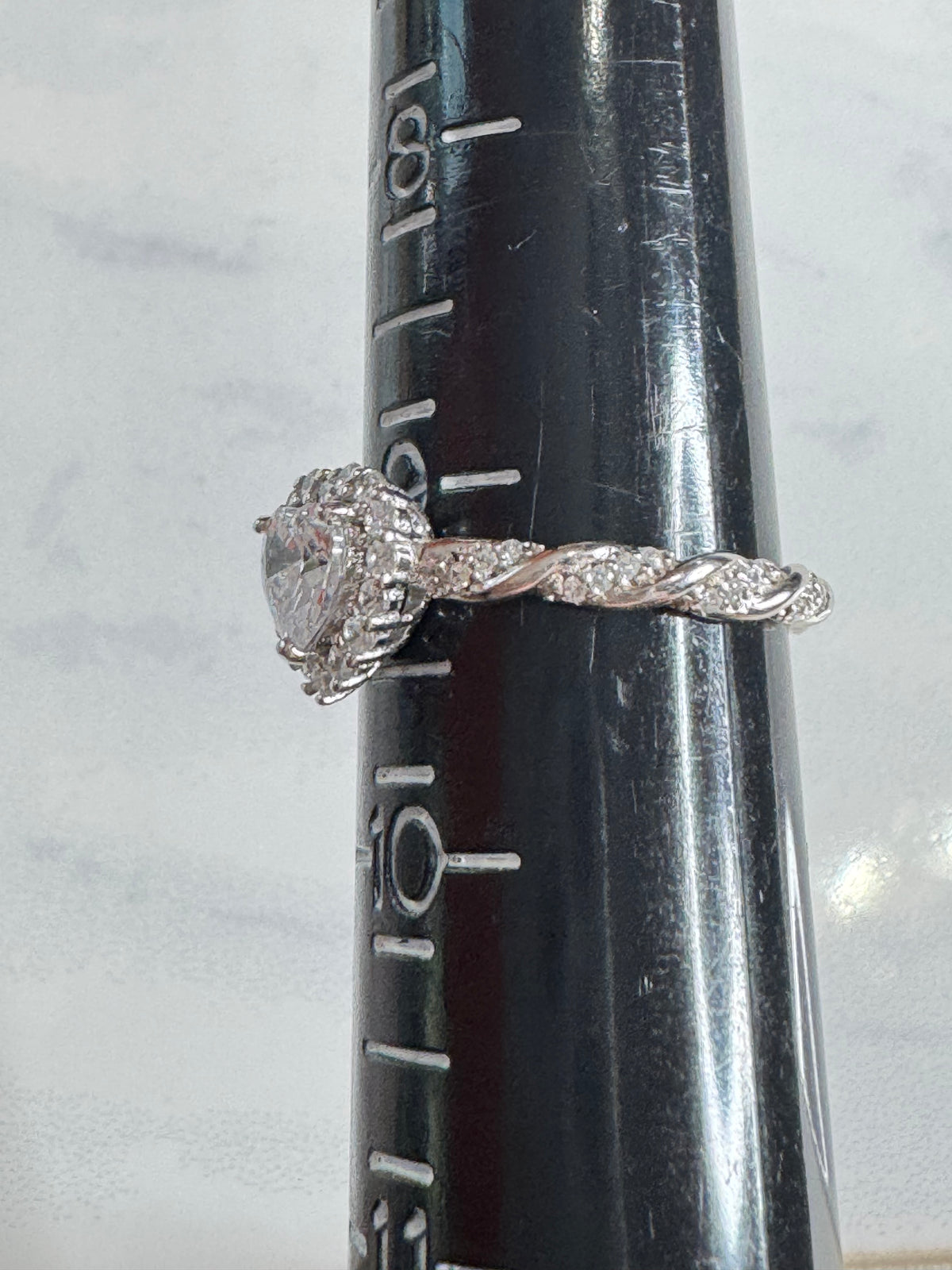 Heart-Cut Engagement Ring With Twisted Band - Size 9