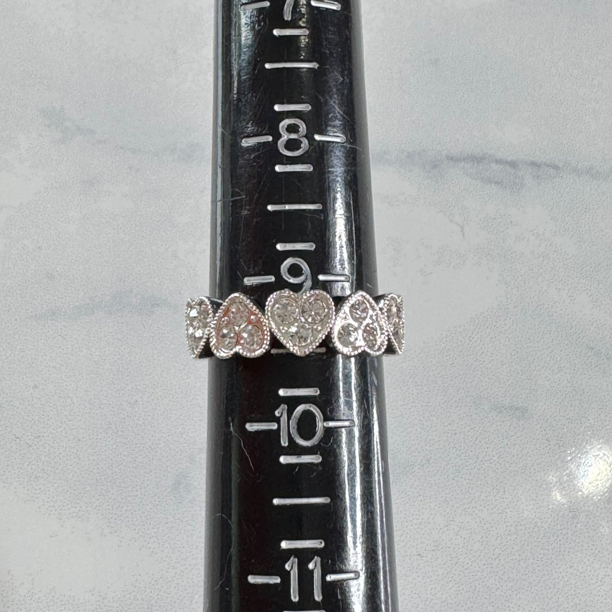 Pave Heart Eternity Band Ring - Size 9