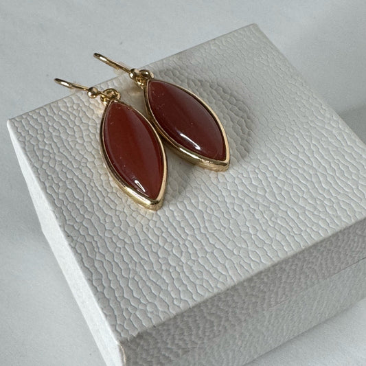 Marquise Shaped Carnelian Gemstone Earrings