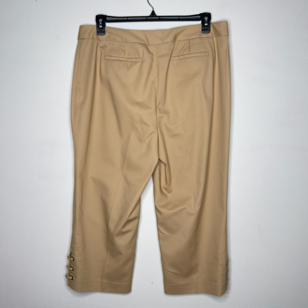 Rafaella Curvy Khaki Lace Up Ankle Pants - Size 14