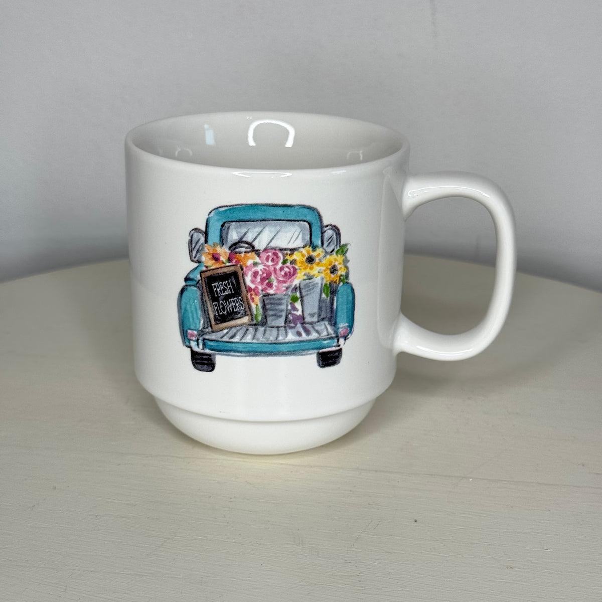 Fresh Flowers In Back of Vintage Truck Mug
