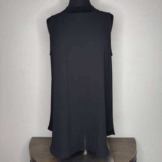 Loft Mock Neck Zip 1/4 Zip Back Sleeveless Sheer Top - Size Large