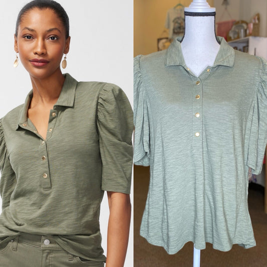 Chico's Collared Henley Top - Size Large