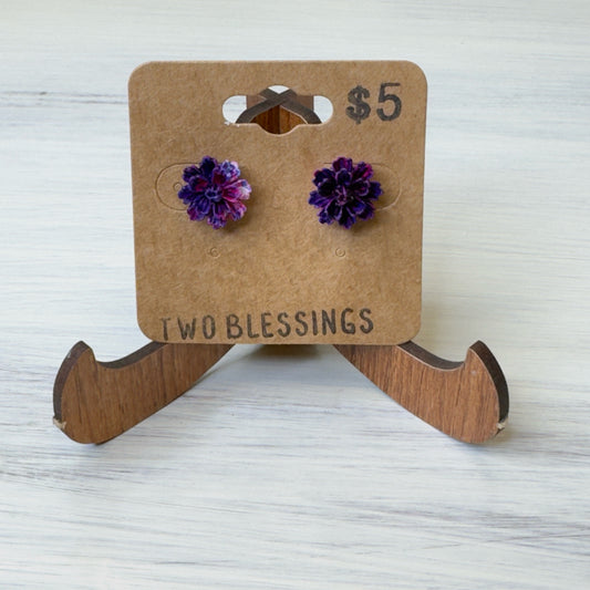 Two Blessings Earrings - Flower - Purple