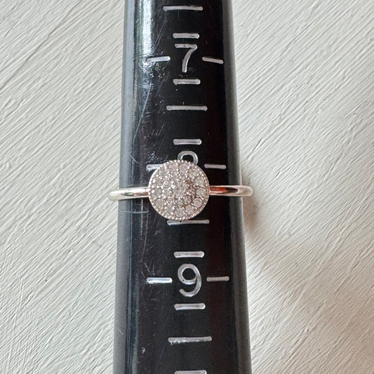 Silver Pave Disc Ring - Size 8