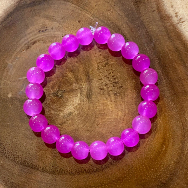 Inga Ann's Hot Pink Glass Beaded Bracelet