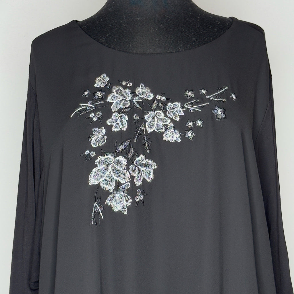 Diane Gilman Floral Embroidered Layered Top - Size 2X