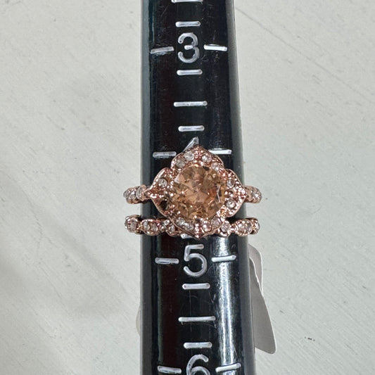 Faux Morganite Crown Halo Tiara Ring - Size 5
