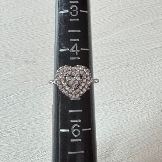 Heart Shaped Double Halo Ring - Size 5