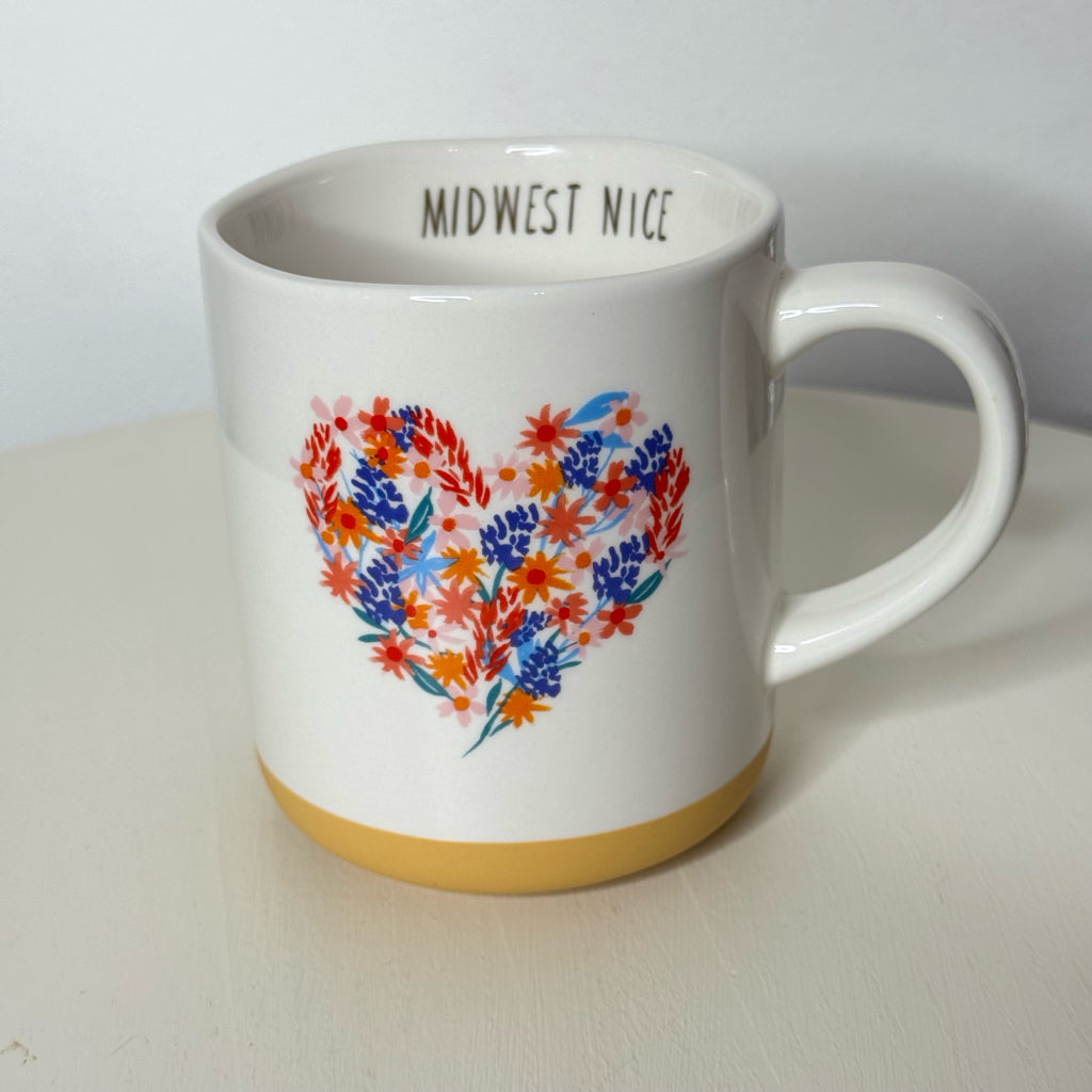 Midwest Nice Floral Heart Mug