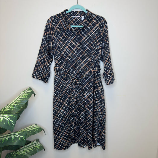 Isaac Mizrahi Live Plaid Belted Dress - Size 16