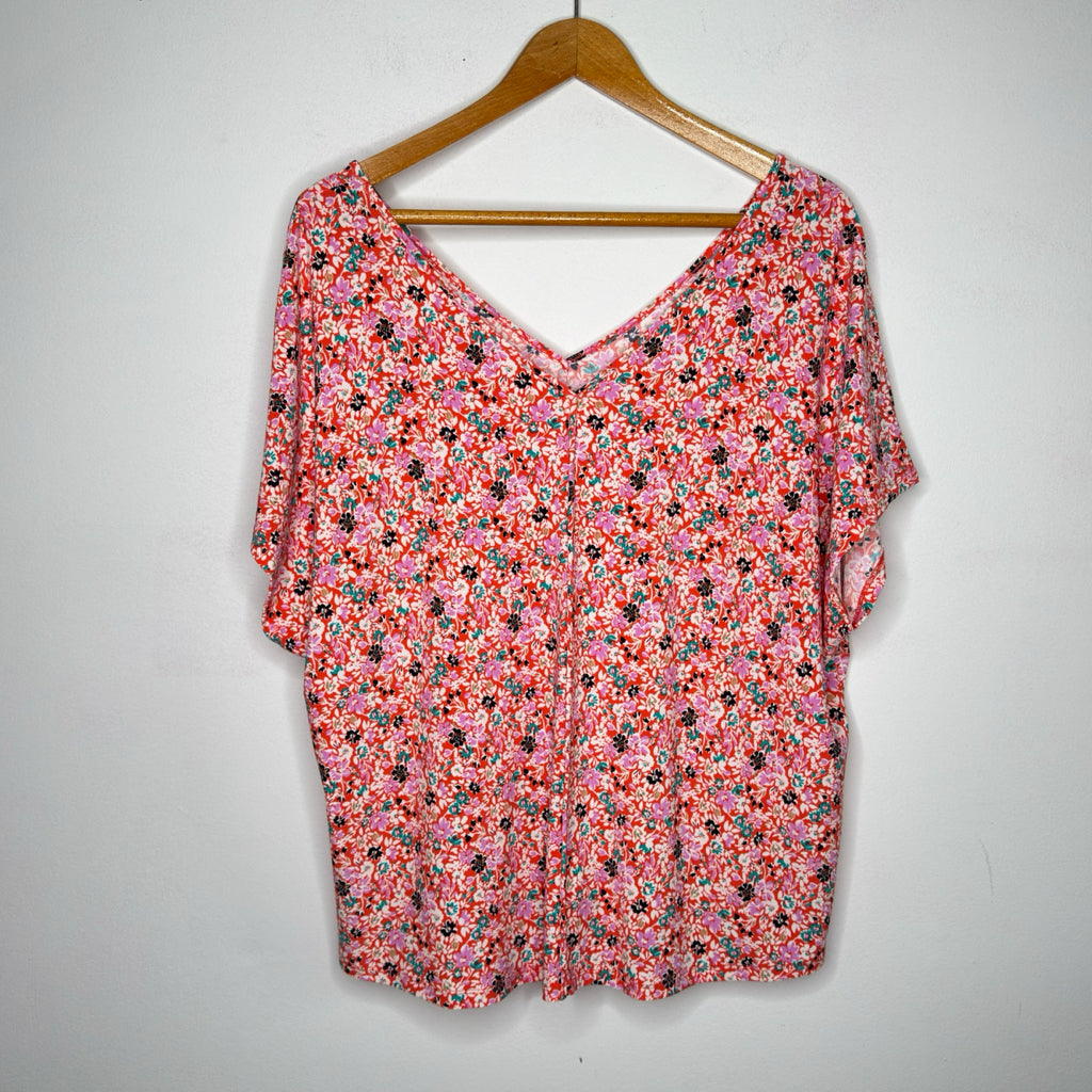 Bar III V-Neck Dolman Sleeve Floral Top - Size 2X