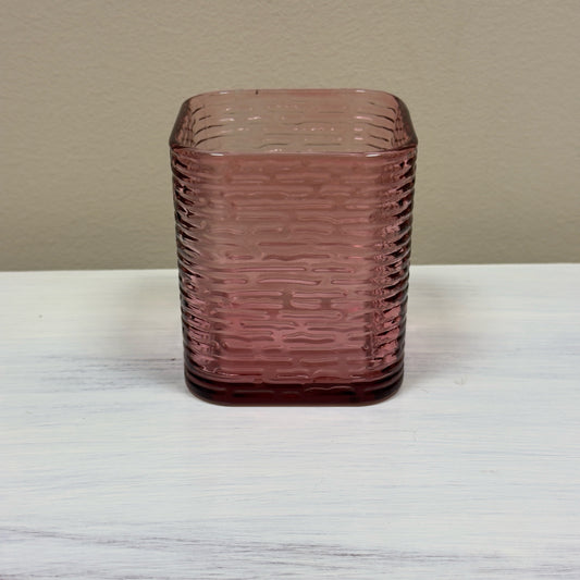 Pink Rippled Glass Votive Holder