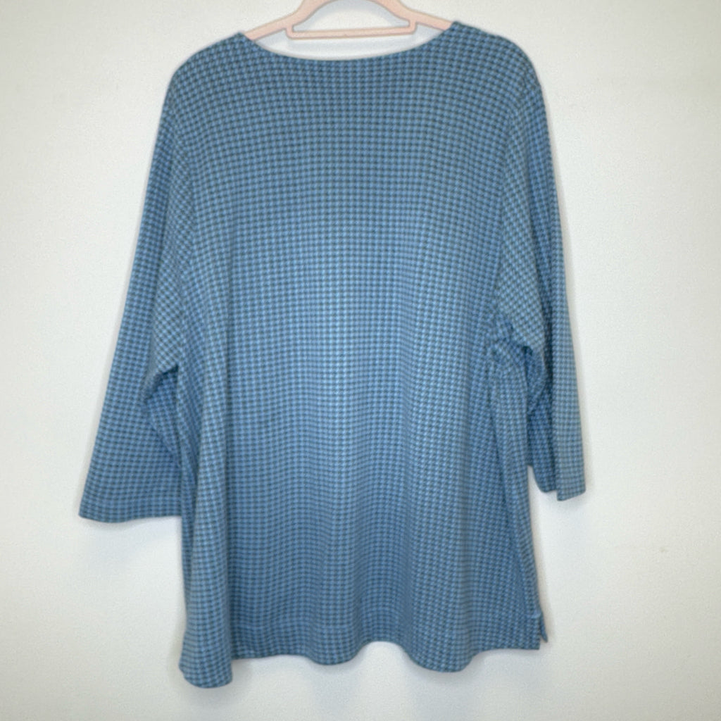 J. Jill Ponte Tunic Top Houndstooth Blue Pocket - Size 3X