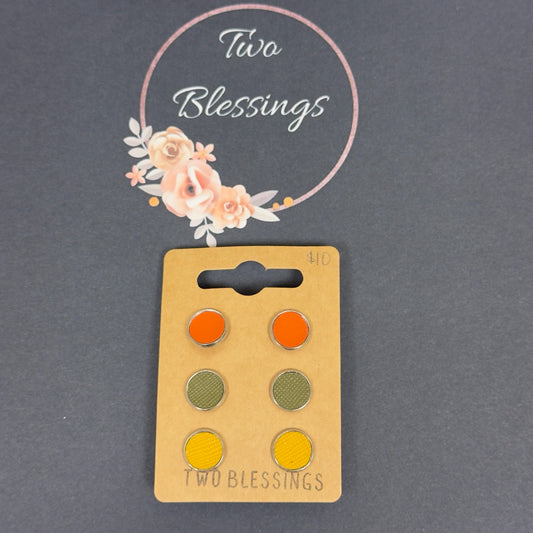 Two Blessings Earrings - 3pk - Orange/Green/Yellow