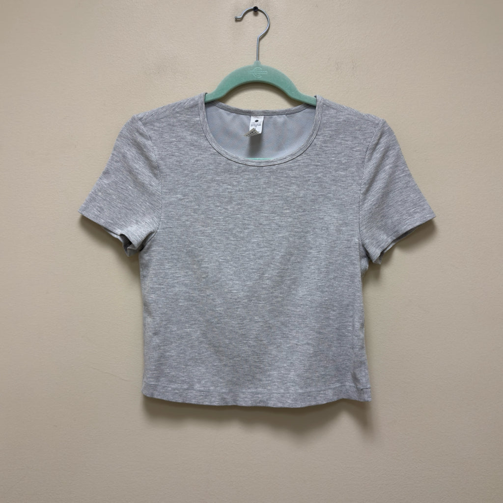 Yogalicious Cropped Ribbed Top w/Built-In-Bra - Size Large