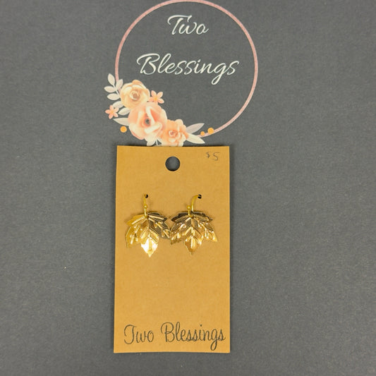Two Blessings - Gold Leaf Earrings
