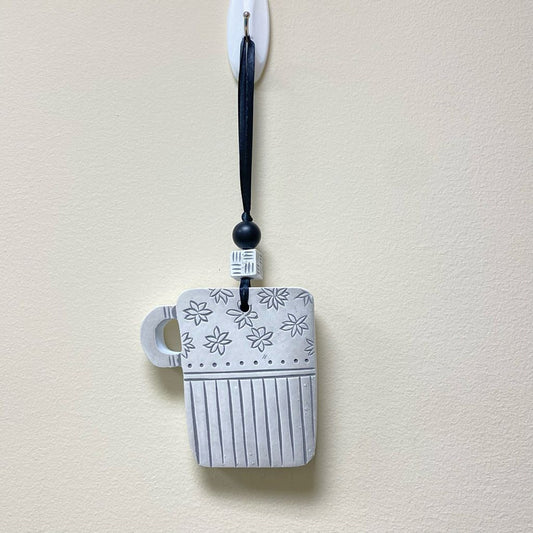 White & Gray Hanging Coffee Mug Decor