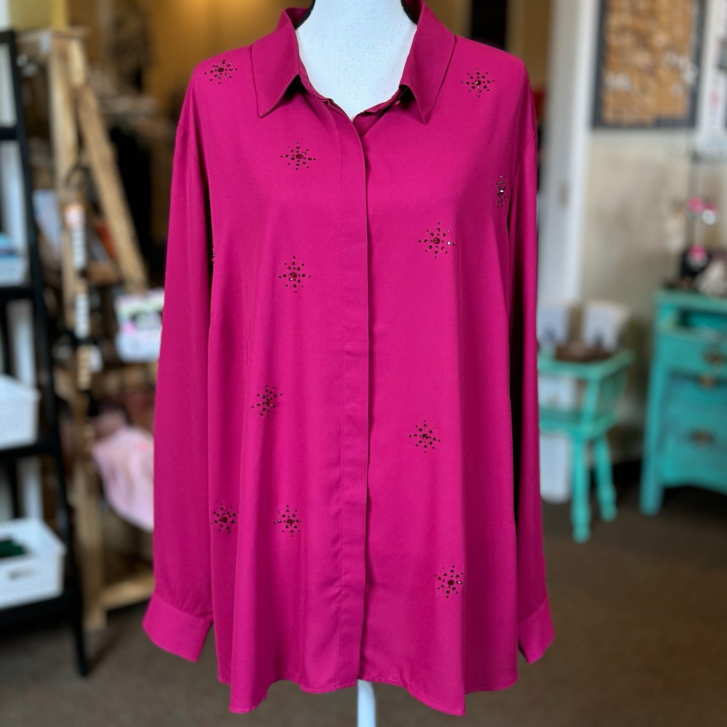 Joan Rivers Crystal Burst Top - Size 3X