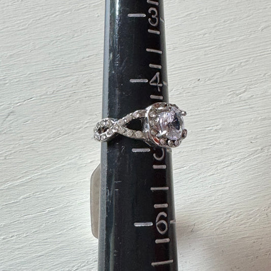 Cushion Halo Twisted Infinity Ring - Size 5