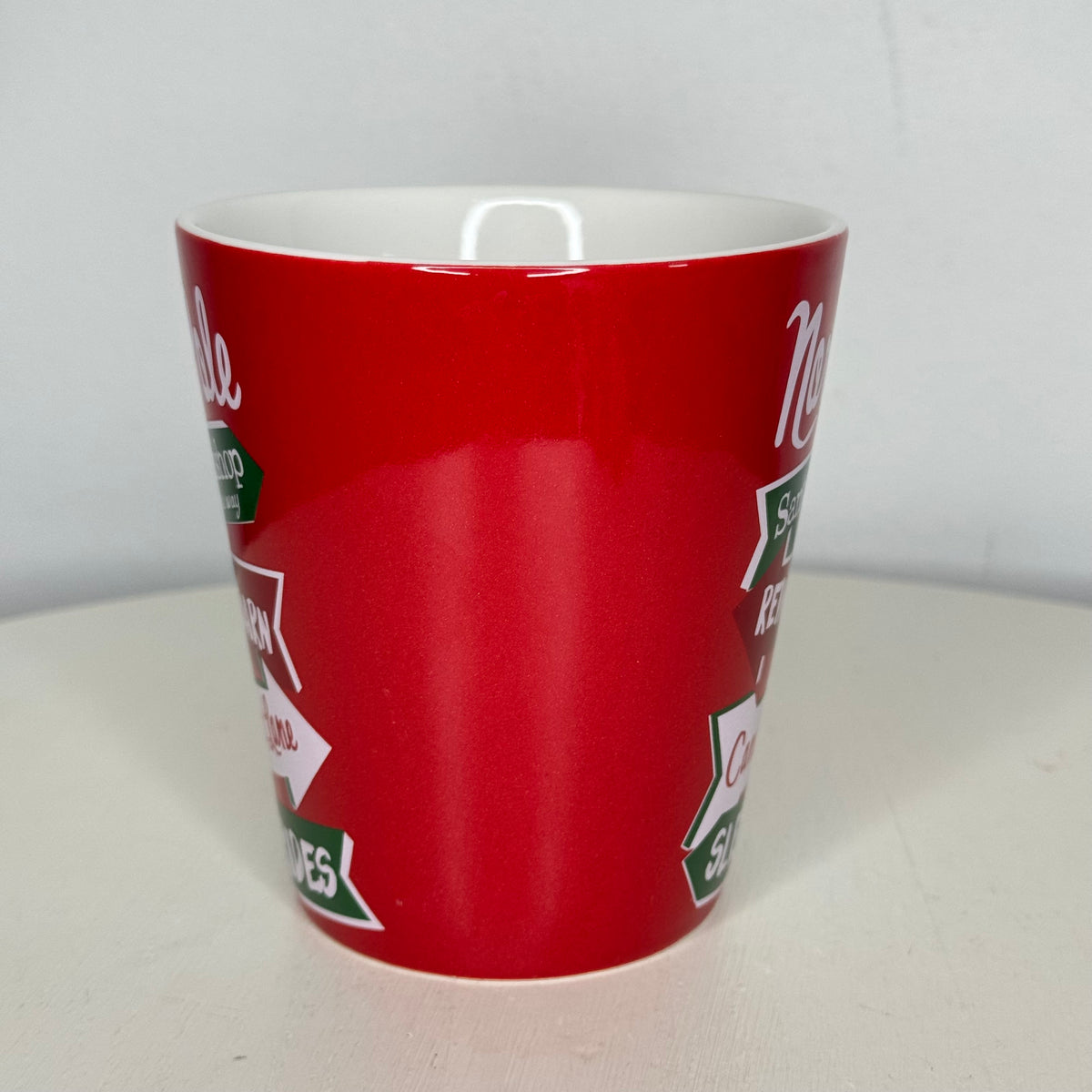 North Pole Santa’s Workshop Reindeer Candy Cane Sleigh Mug