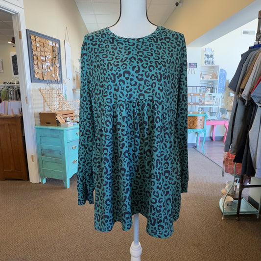Leopard Print Tunic Top - Size XL