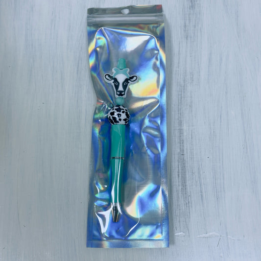 Beaded Ink Pen - Cow