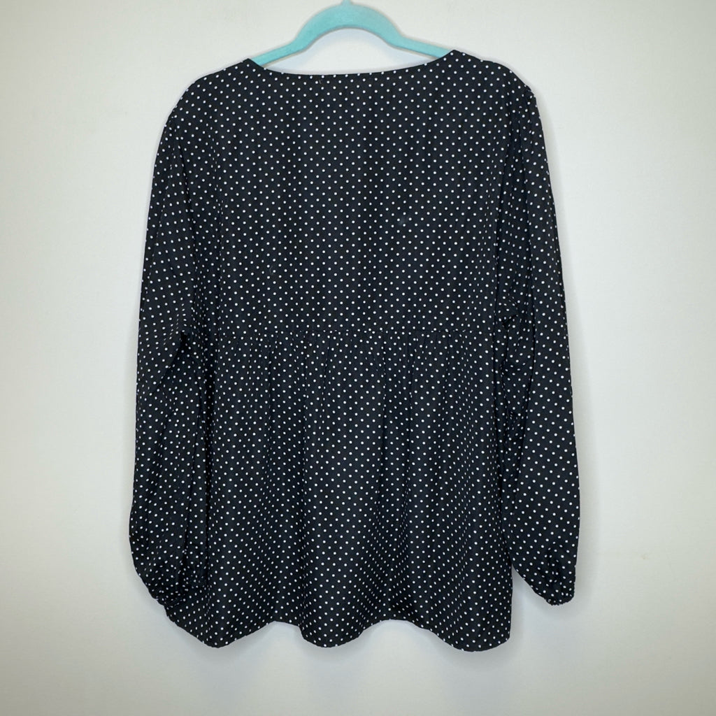 Embroidered Polka Dot Top - Size 2X