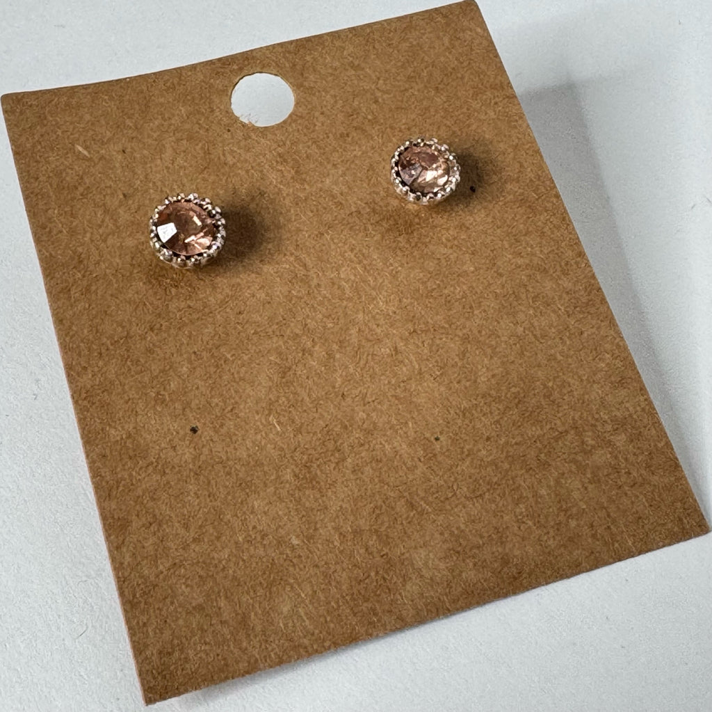 Rose Gold Tone Crystal Halo Stud Earring