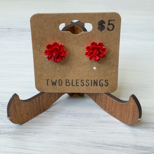 Two Blessings Earrings - Flower - Red