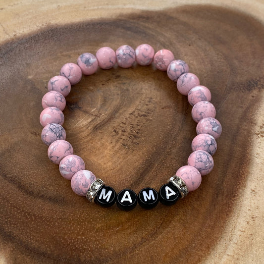 Inga Ann's "Mama" Pink Splatter Bracelet