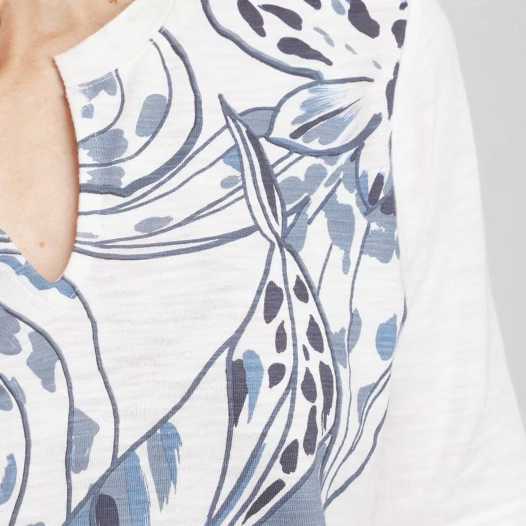 Chico's Floral Notch Neck Tee - Size Large