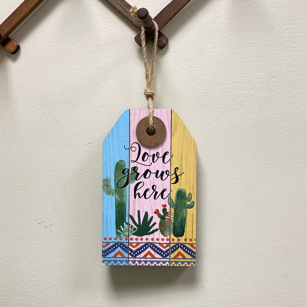 Love Grows Here Hanging Box Sign