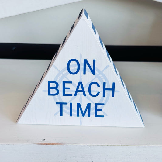 On Beach Time Block Sign