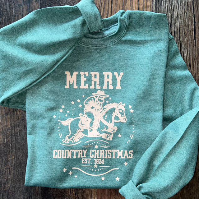 Merry Country Christmas Comfort Colors Sweatshirt - Size XL