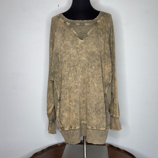 Zenana Factory Faded Sweatshirt w/Pockets - Size 1X