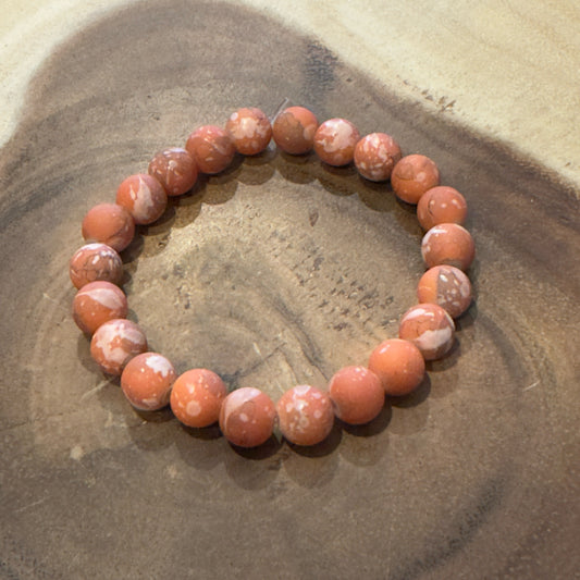 Inga Ann's Orange & Whitei Beaded Bracelet