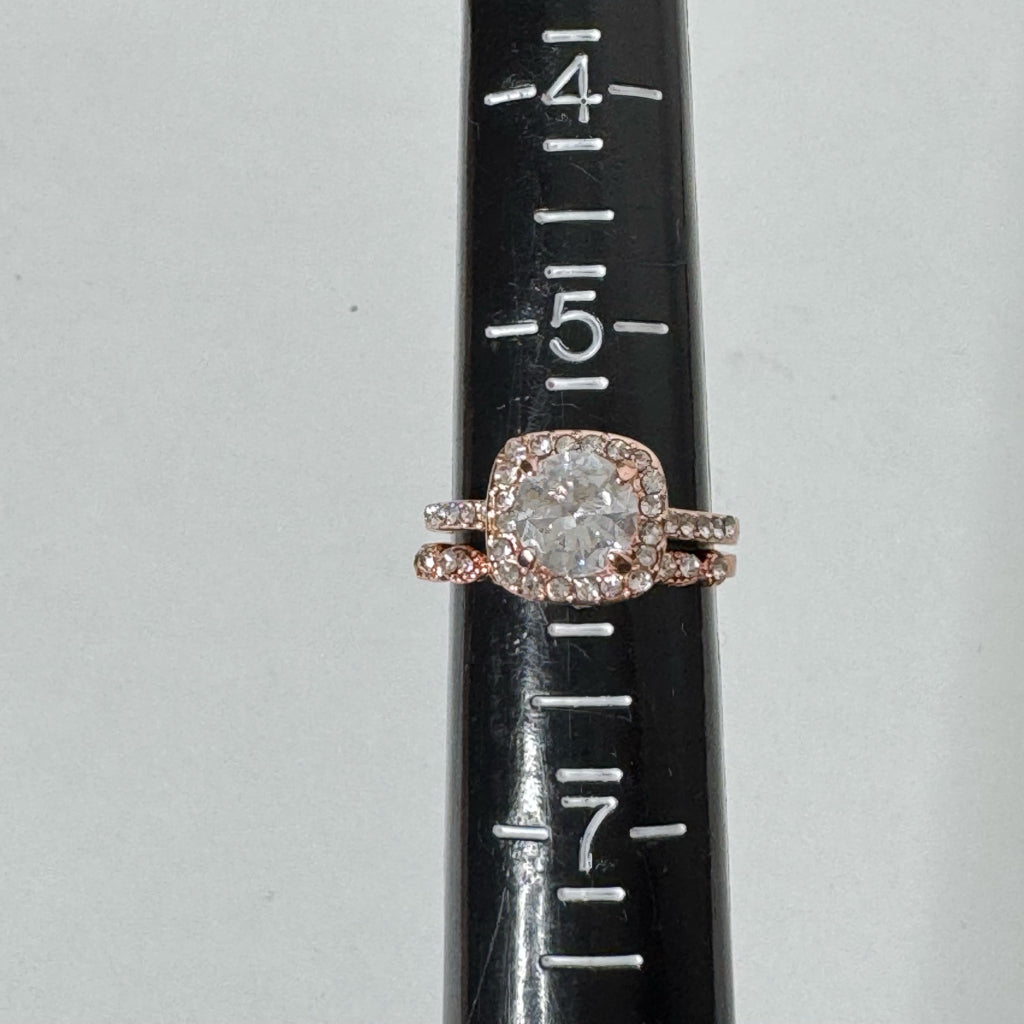 Cushion Cut Halo Engagement Ring & Band - Size 6