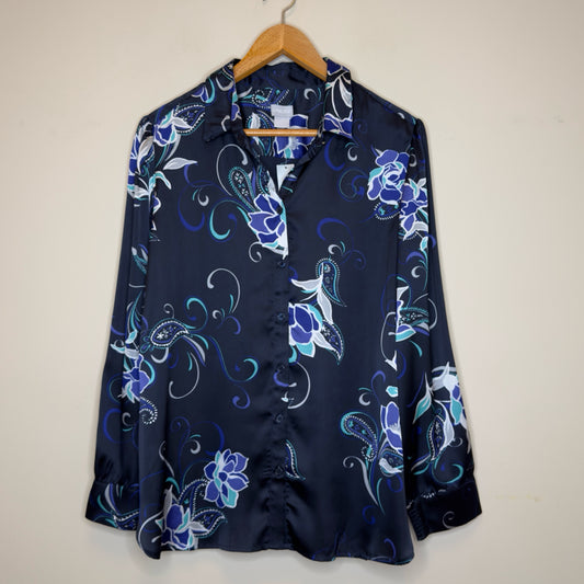 Chico's Floral Button Front Tunic Top - Size Large