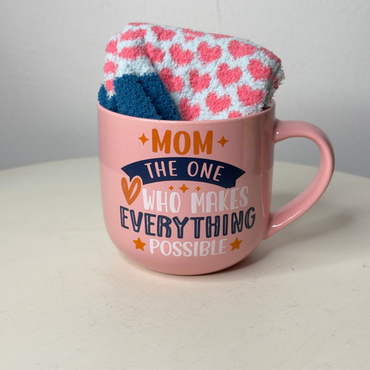 Mom The One Who Makes Everything Possible Mug & Sock Set