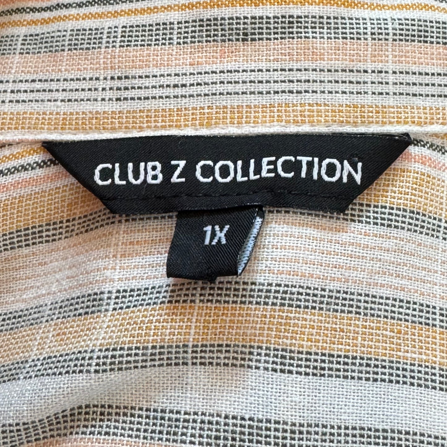 Club Z Collection Button Front Striped Top - Size 1X