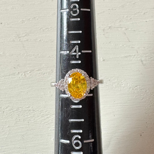 Oval Canary Yellow Engagement Ring - Size 5
