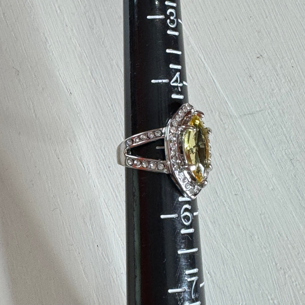 Marquise Canary Yellow Halo Ring - Size 5