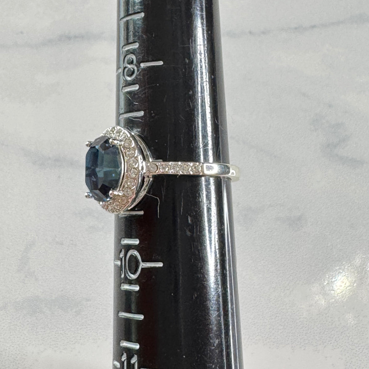 Oval London Blue Topaz Classic Halo Ring - Size 9